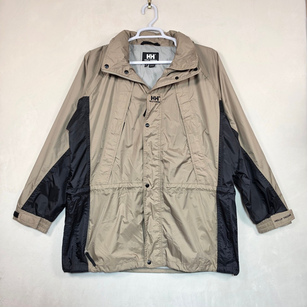 Vintage Helly Hansen Helly Tech Jacket Men's XL Tan Black Sailing Gorpcore - Picture 2 of 16